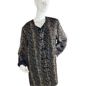 Vintage Silk, Midi Snake Skin Print Jacket with Brandenburg buttons. Midi Length
